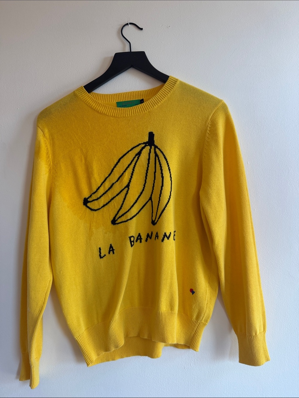 Clare V Yellow 'La Banane' Graphic Crewneck Sweater